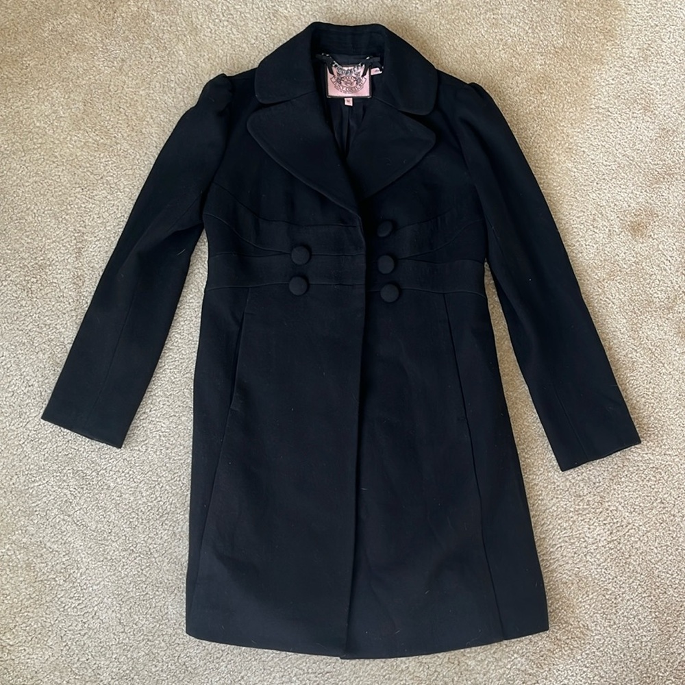 Juicy Couture Black Long Peacoat in Women’s Medium